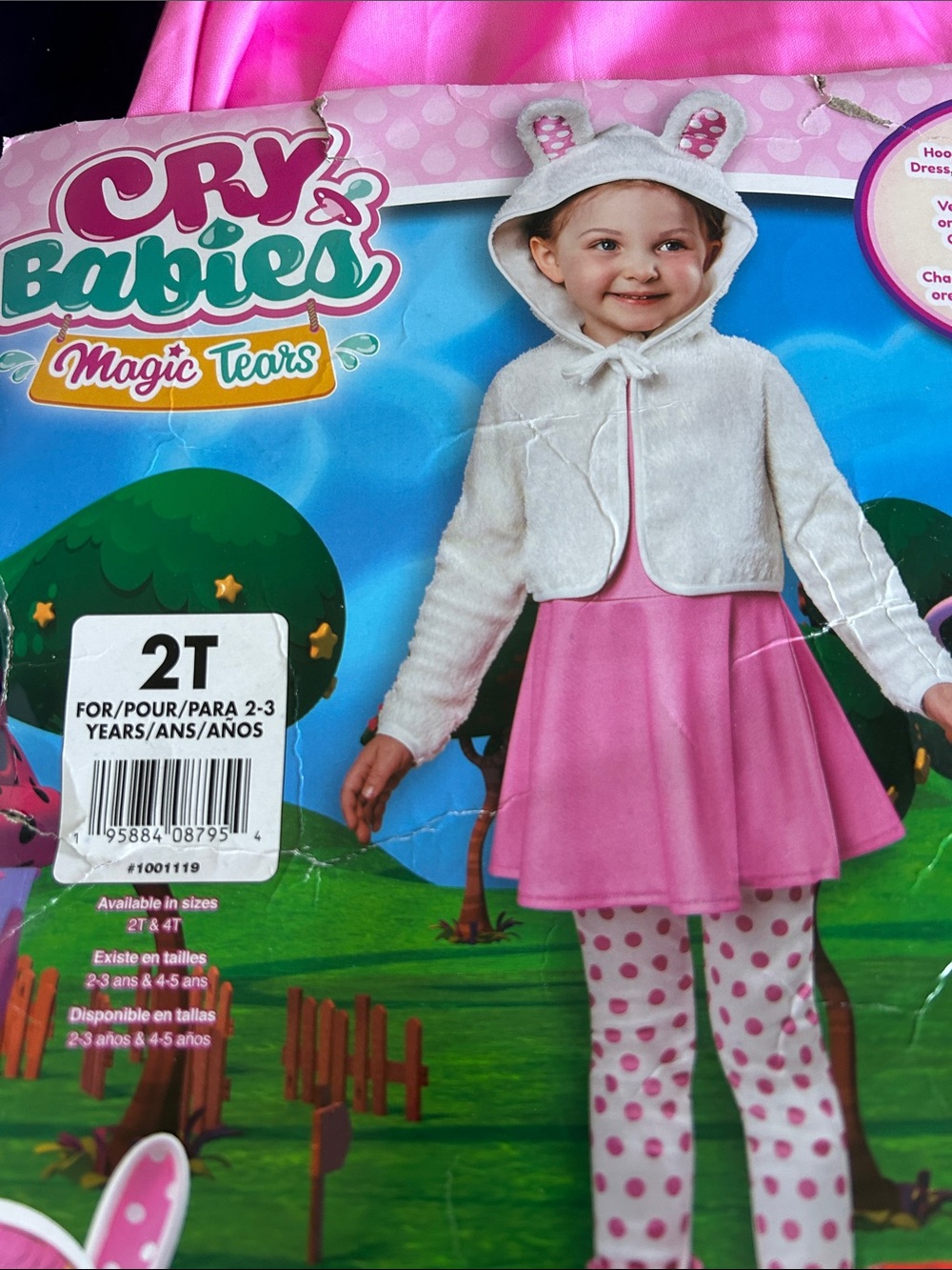 Magic Tears Toddler Bunny Costume - White & Pink, 2T New-  no shoe covers
